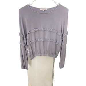 Don't Ask Why Ruffle lilac long sleeve sweater with elastic waistline